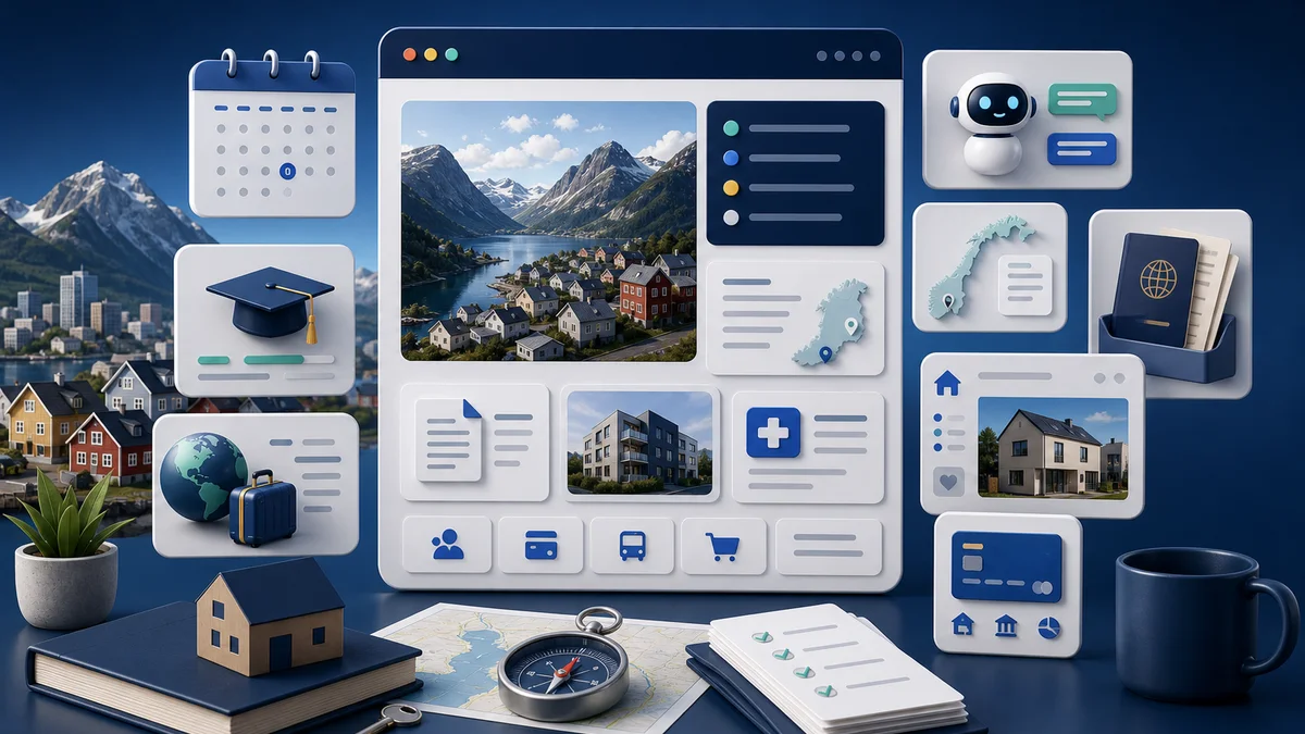 Ainextech-portal med kalender, kurs, AI-verktøy og moduler for guide til Norge